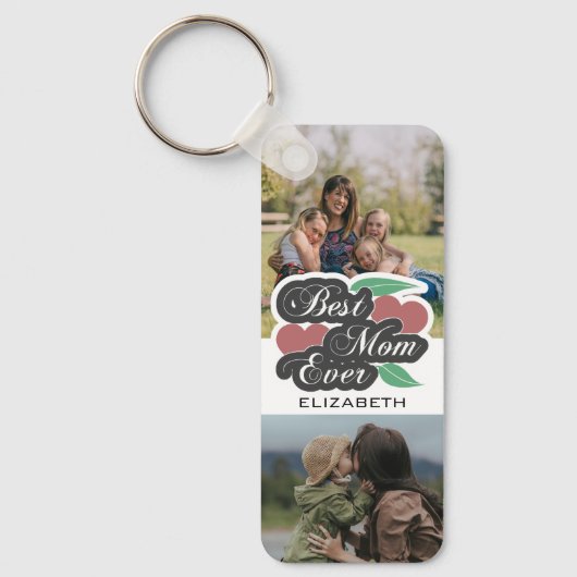 最高のお母さんフォトコラージュ誕生日かわいい キーホルダー (正面)
