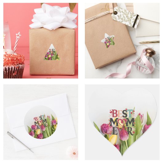 最高のお母さんモダンが可愛い花とハート スクエアシール