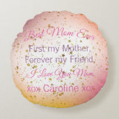 最高のお母さんユニークの日 ラウンドクッション (正面)