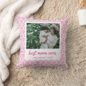 最高のお母さん今までにかわいいピンクのハートパターン写真トレンディー クッション (ブランケット)