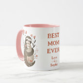 最高のお母さん可愛いナマケモノお母さんの名前 マグカップ (正面左)