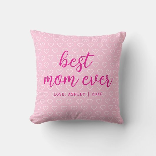 最高のお母さん可愛いピンクのハートパターントレンディー クッション (正面)