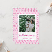 最高のお母さん可愛いピンクのハート写真母の日 カード (正面/裏面インサイチュ)