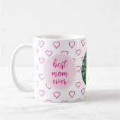 最高のお母さん可愛いピンクのハート写真母の日 コーヒーマグカップ (左)