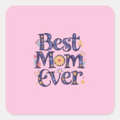 最高のお母さん可愛い花お母さんの日 スクエアシール (正面)