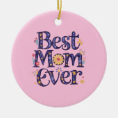 最高のお母さん可愛い花お母さんの日 セラミックオーナメント (正面)