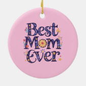 最高のお母さん可愛い花お母さんの日 セラミックオーナメント (裏面)