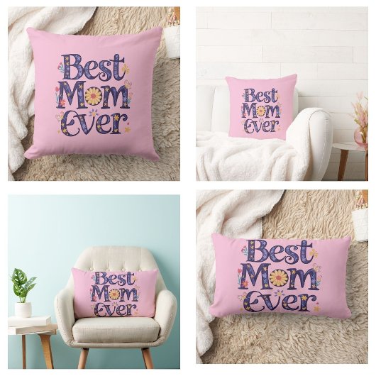 最高のお母さん可愛い花お母さんの日 ランバークッション