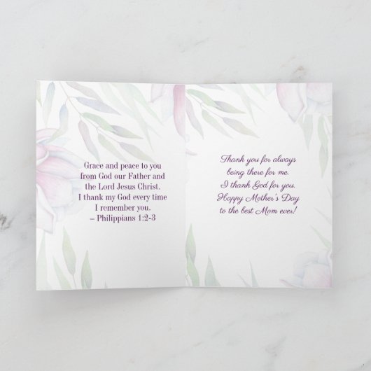 最高のお母さん感動的、聖なる書物、 経典母の日 カード (内部)