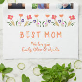 最高のお母さん花5 Photo Collage Keepsake キッチンタオル (折り畳み)