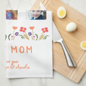 最高のお母さん花5 Photo Collage Keepsake キッチンタオル (四つ折り)