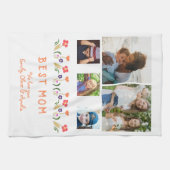 最高のお母さん花5 Photo Collage Keepsake キッチンタオル (横)