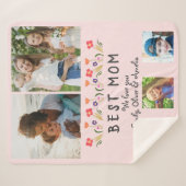 最高のお母さん花5 Photo Collage Keepsake シェルパブランケット (正面(横))