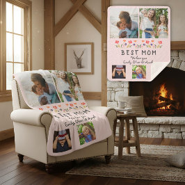 最高のお母さん花5 Photo Collage Keepsake シェルパブランケット