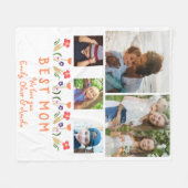 最高のお母さん花5 Photo Collage Keepsake フリースブランケット (正面(横))
