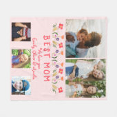 最高のお母さん花5 Photo Collage Keepsake フリースブランケット (正面(横))