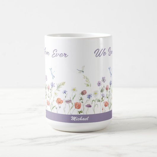 最高のお母さん野生の花の子供が母の日を命名 コーヒーマグカップ (中央)