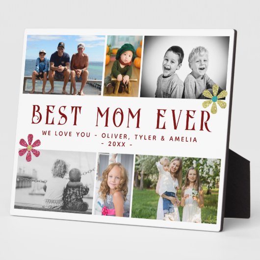 最高のお母さんEver Flower 6 Photo Collage Keepsake フォトプラーク (側面)