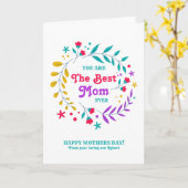 最高のお母さカラフルんリース カード (黄色い花)