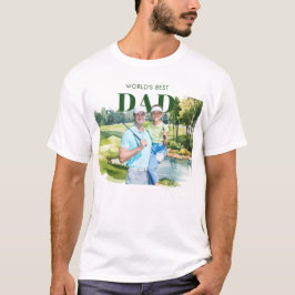 最高のお父さん カスタムフォト モノグラム ゴルフコース Tシャツ