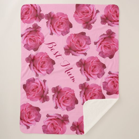 最高のかわいらしムピンクのバラフローラ母の日おもしろい シェルパブランケット (正面)