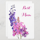 最高のかわいらし紫の紫シンプルのフローラ愛おもしろい シーズンカード (正面/裏面)