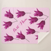 最高のかわいらしMum Pinkチューリップフローラ幸せ母 シェルパブランケット (正面(横))