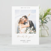 最高のこ感謝していそ!金ゴールド結婚写真 サンキューカード (スタンド正面)