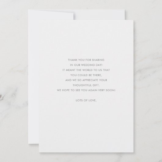 最高のこ感謝していそ!金ゴールド結婚写真 サンキューカード (裏面)