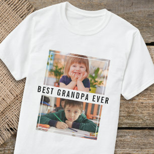最高のじいじ2枚の写真コラージュ Tシャツ