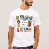 最高のじいじ 10枚の写真コラージュ Tシャツ (正面)