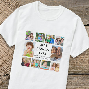 最高のじいじ 10枚の写真コラージュ Tシャツ