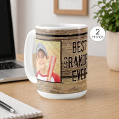 最高のじいじ Rustic Wood 2枚の写真 コーヒーマグカップ