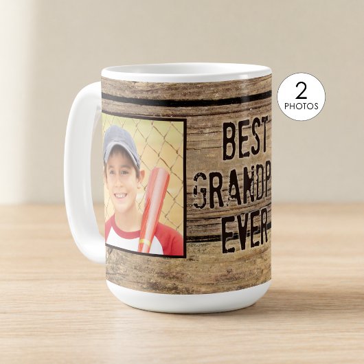 最高のじいじ Rustic Wood 2枚の写真 コーヒーマグカップ