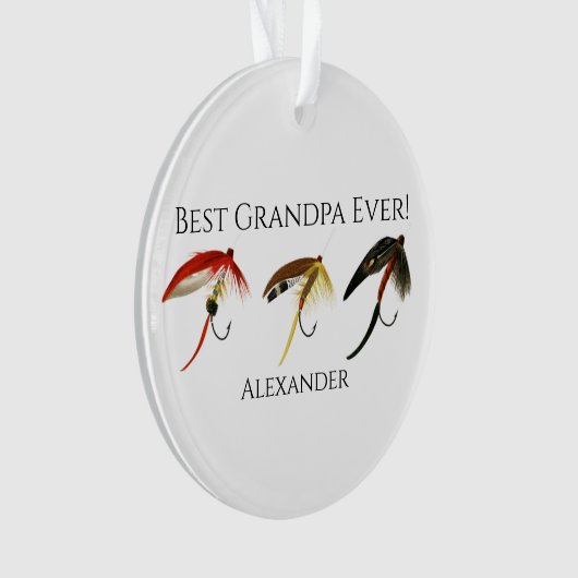 最高のじいちゃん!フライアフィッシャーフライフィッシングT オーナメント (正面)