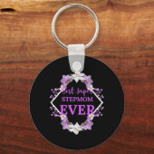 最高のすごいStepmom Ever Violet文字(Violet Fl) キーホルダー (正面)