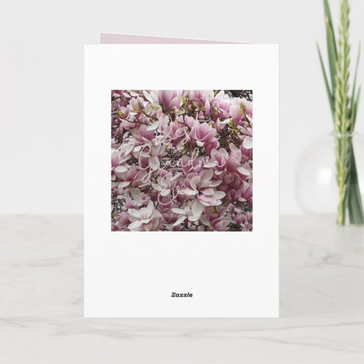 最高のばあちゃん ピンクのマグノリアの花 フラワーリング カード (裏面)