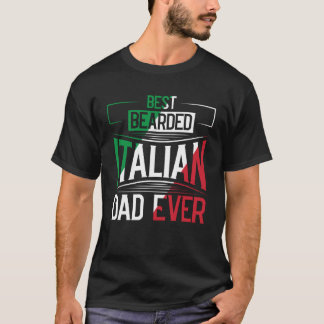 最高のひげ付きイタリアンパパエバイタリアンルーツ国旗H Tシャツ