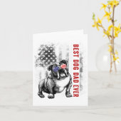 最高のイギリスブルドッグパパ 4thオブジュライ カード (黄色い花)