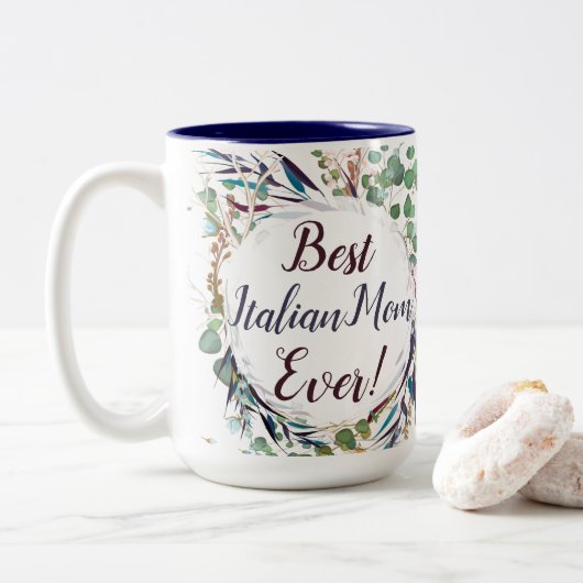 最高のイタリアンお母さん ツートーンマグカップ (ドーナツ)