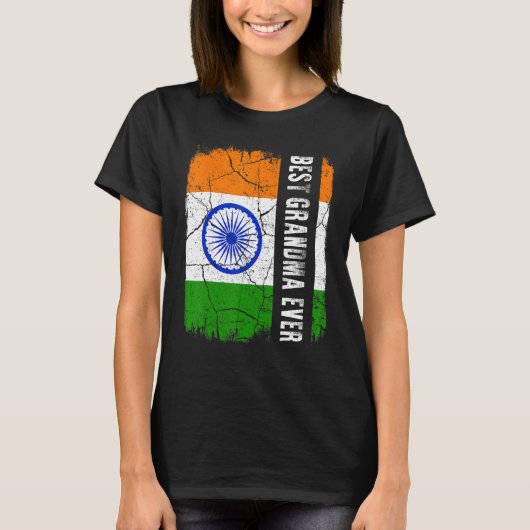 最高のインディアンおばあちゃん永遠インド国旗の母の日 Tシャツ (正面)