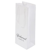 最高のウェディングパーティーの手書きスクリプトカスタムネーム ワインギフトバッグ (正面アングル)