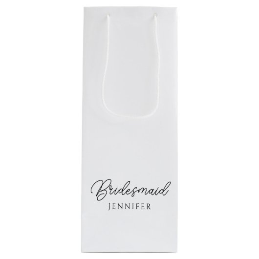 最高のウェディングパーティーの手書きスクリプトカスタムネーム ワインギフトバッグ (正面)