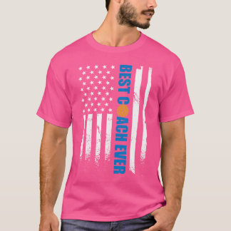 最高のウォーターポロコーチエバーアメリカンフラッグウォーターポロ Tシャツ