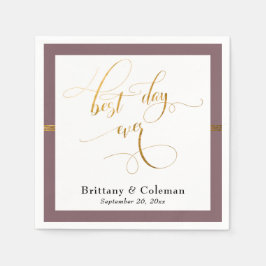 最高のエレガントデイエバーメイブピンク&金ゴールドストライプ スタンダードカクテルナプキン