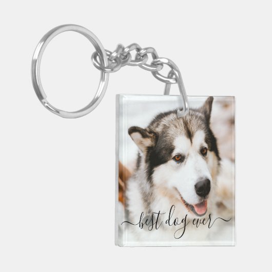 最高のエレガント犬の写真と引用文ペット記念碑 キーホルダー (正面左)