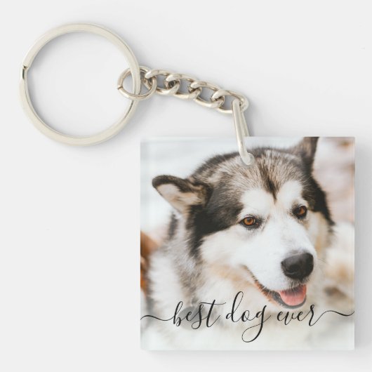 最高のエレガント犬の写真と引用文ペット記念碑 キーホルダー (正面)