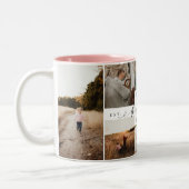 最高のエレガント誕生日Ever Script 8 Photo Collage ツートーンマグカップ (左)