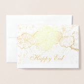 最高のエレガント金ゴールドフローラhappy eed mubarak 箔カード (封筒付き正面)