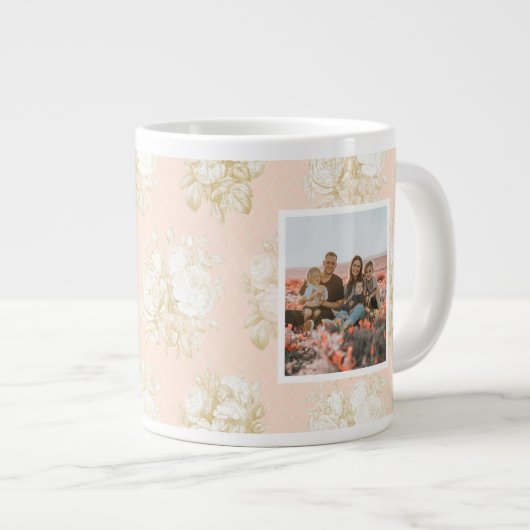最高のエレガントNanaフローラピンク写真母の日 ジャンボコーヒーマグカップ (正面右)